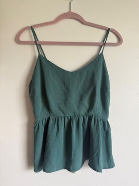 Monteau Emerald Green Teal Peplum Cami Top